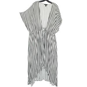 Torrid Striped Black White Cinch Waist Kimono Plus Size 3X 4X 3/4 Beach Boho